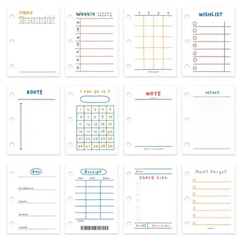 

60 Sheets 60x80mm Mini 3 Hole Loose Leaf Binder Notebook Inner Page for Transparent Diary Planner Filler Pages