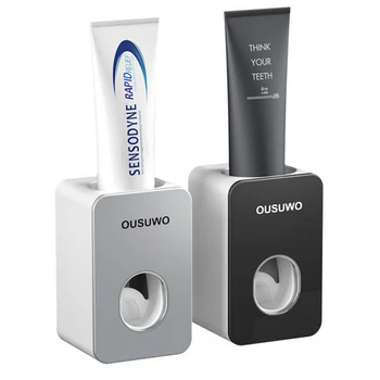 

New Creative Automatic Toothpaste Dispenser Set Wall Mount Stand Holder Plastic Lazy Dispenser Bathroom Accessories Set
