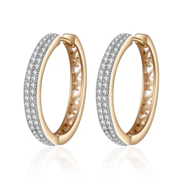 

Simple Big Round Circle CZ Hoop Earrings Gold Silver Color Plated Cubic Zirconia Earrings for Women Temperament Jewelry Gifts
