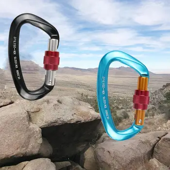 

25KN Mountaineering Caving Rock Climbing Carabiner D Shaped Safety Master Screw Lock Buckle Escalade Equipement