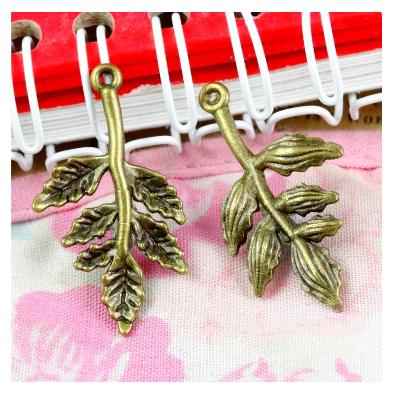 

60pcs/lot 17*30MM Antique Bronze Plated Tree Branch Pendant leaves Charms For Jewelry Making