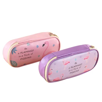 

1 Pc Cartoon Flamingo Large Capacity PU Pencil Case Stationery Kids School Pencil Cases Boys Girls Pencil Case School Supplies