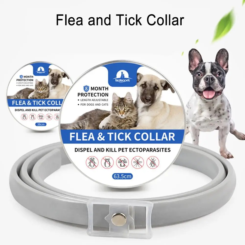 

Silicone Cat Dog Collar Anti Flea Ticks Mosquitoes Outdoor Protective Adjustable Pet Collars 8 Months Long-term Protection