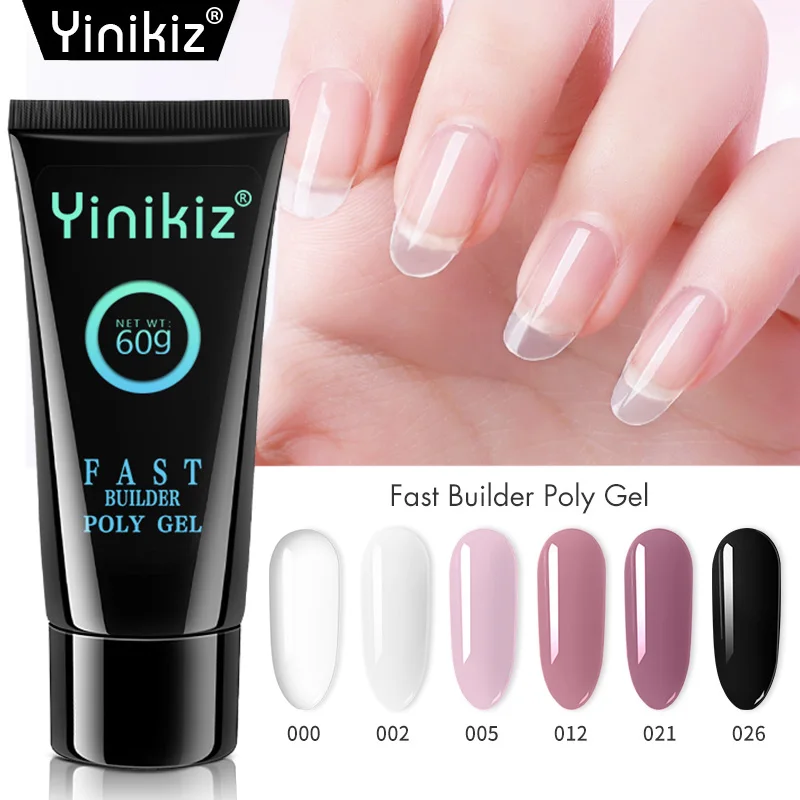 Yinikiz 60 мл, полигель, быстрый УФ-гель для наращивания ногтей, прозрачные накладные ногти, инструменты для дизайна ногтей, желе для ногтей, полигель
