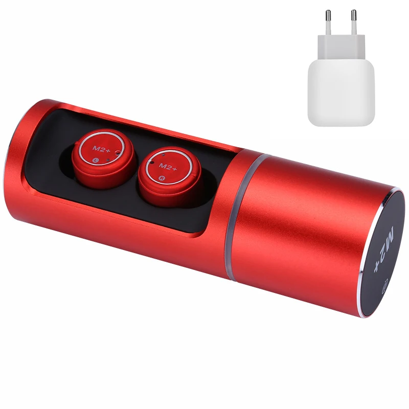 Charger red M2 TWS настоящий беспроводной наушник мини Bluetooth наушники спортивный динамик Близнецы стерео микрофон гарнитура hifi для смартфона - Цвет: Charger red