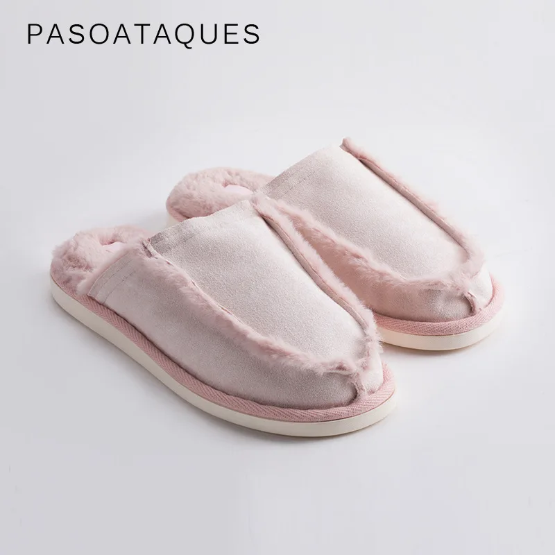

Room Fleece-Lined Thick Bottomed Cotton Slippers Home Men And Women Winter Couples Anti-slip Household Furry Household Lady Slip