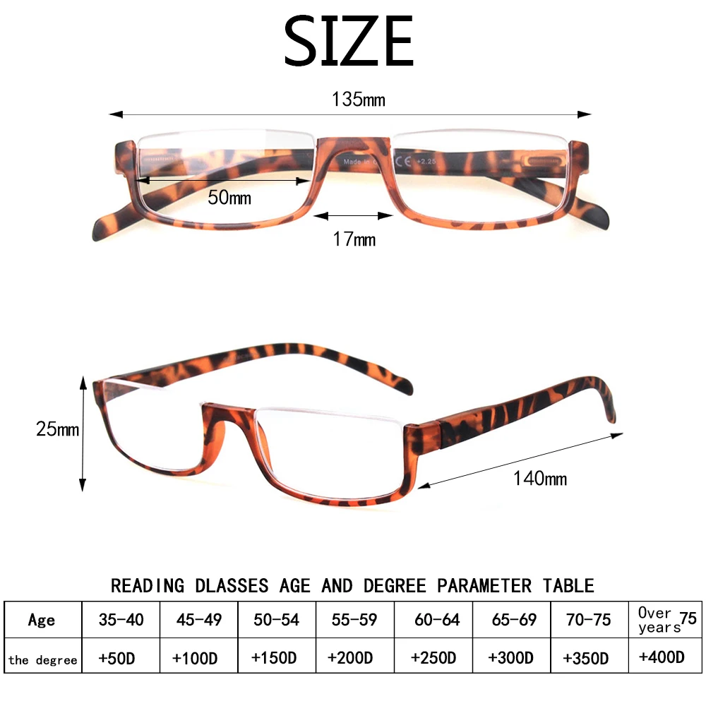 Reading Glasses Spring Hinge Fashion Half Frame Woman Men Reader Eyeglasses