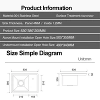 ASRAS นาโนเมตรถ้วย Rinser อ่างล้างจาน304สแตนเลส4Mm ความหนา Handmade อ่างล้างจานแรงดันสูงถ้วยเครื่องซักผ้าอ่างล้างจาน 6