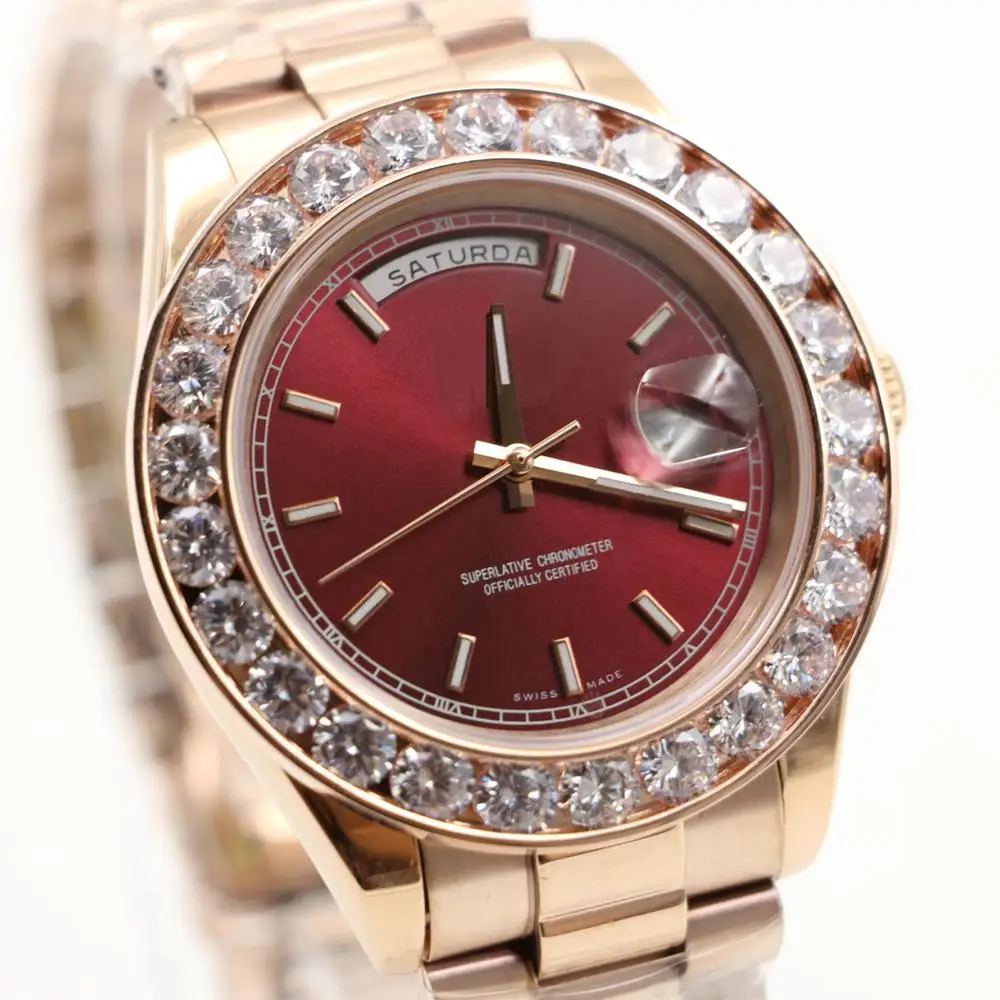 

Gold President Luxury Stainless Brand Iced Out Diamond Bezel Designer Mens Automatic 2813 Watch Wristwatches man Watches