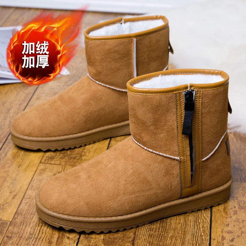 

2019 Winter New Style Snow Boots Men plus Velvet Warm Cotton-padded Shoes Thick Bottomed Cool Side Zipper Hight-top MEN'S SHOES