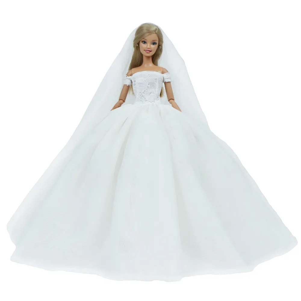 Кружевное платье ручной работы, невеста, свадебное платье, белая длинная вуаль+ черный Блейзер, костюм, рубашка, брюки, Одежда для кукол Барби, аксессуары