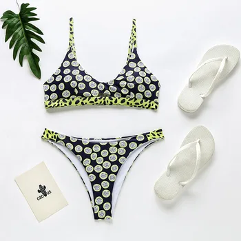 

Sexy Polka Dot Striped Printed Patchwork Women Swimsuit Outdoor Surfing Gym Lady Beach Wear Hollow Out Sleeveless Female Bikini