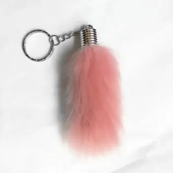 

New Mini Tail Key Chain Colorful Pompons Keychain Faux Fur Home Textile Phone Decoration Pompon Bag Charming Car Tassel Pendant