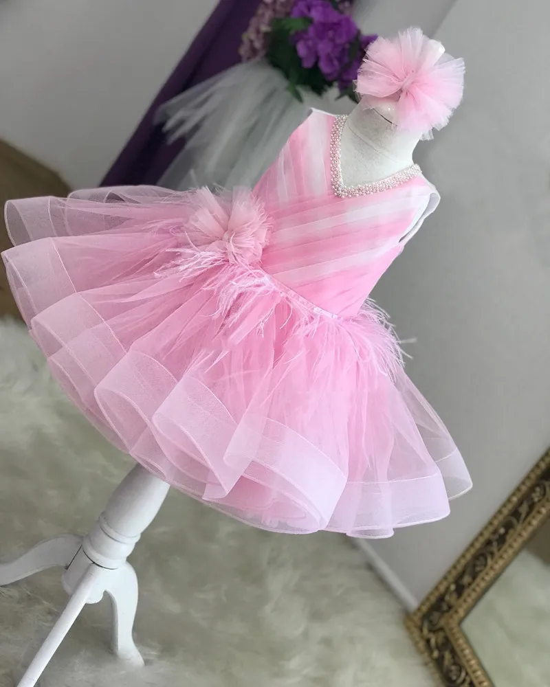 

Custom New Baby Girls Dresses V Neck Backless Princess First Birthday Dress Children Infant Clothes Size 9M-14Y