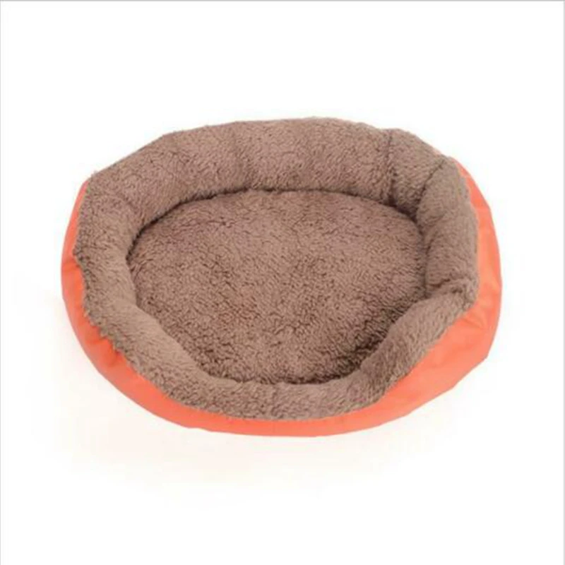 Мягкая круглая форма кровать для питомца собака кошка теплая Корзина Подушка флисовая подкладка моющийся матрас милый коврик для щенка кровать для питомца - Цвет: Orange