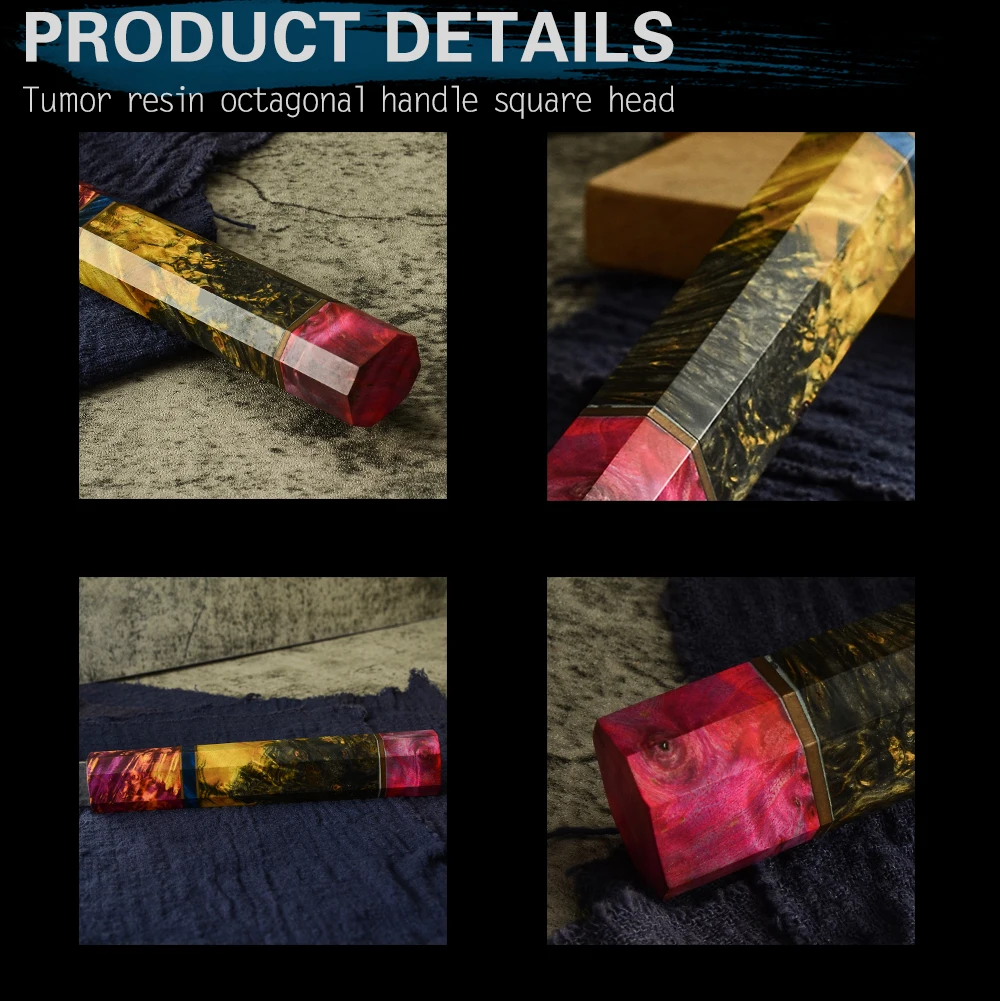 大马士革八角稳定木柄方头8寸祥云纹料理刀详情 (10)