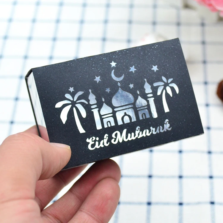 Ящик стиль мусульманская коробка для конфет eid mubarak - Цвет: metalic silver black