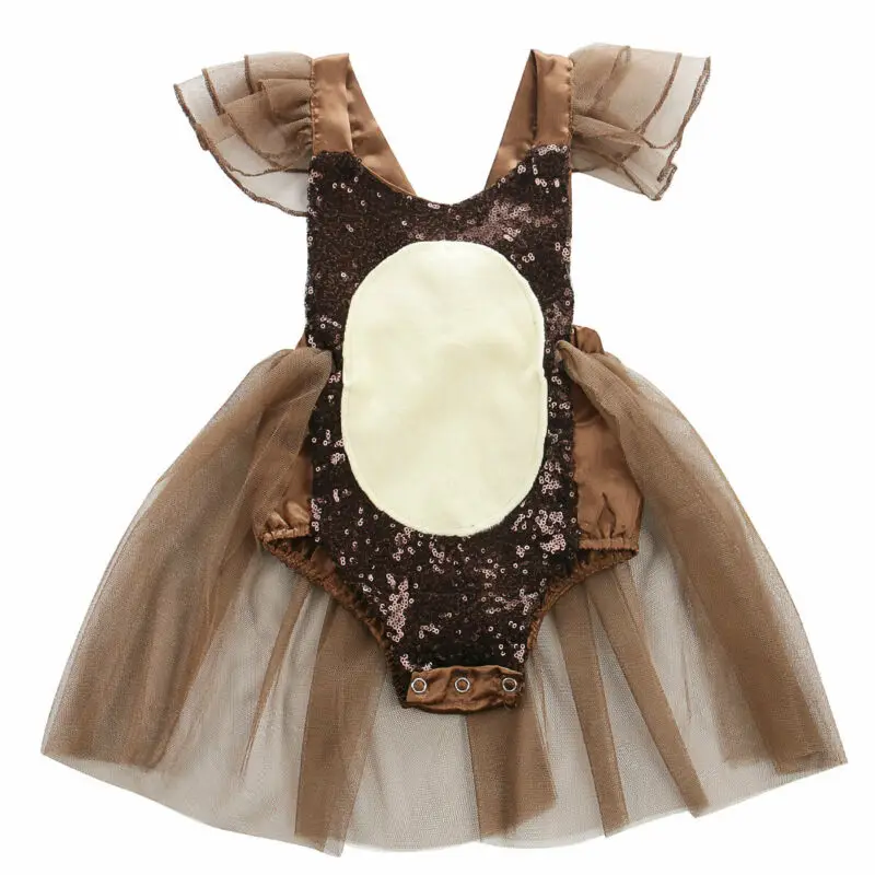 Комбинезон с блестками и открытой спиной для новорожденных девочек; платье-пачка; карнавальный костюм