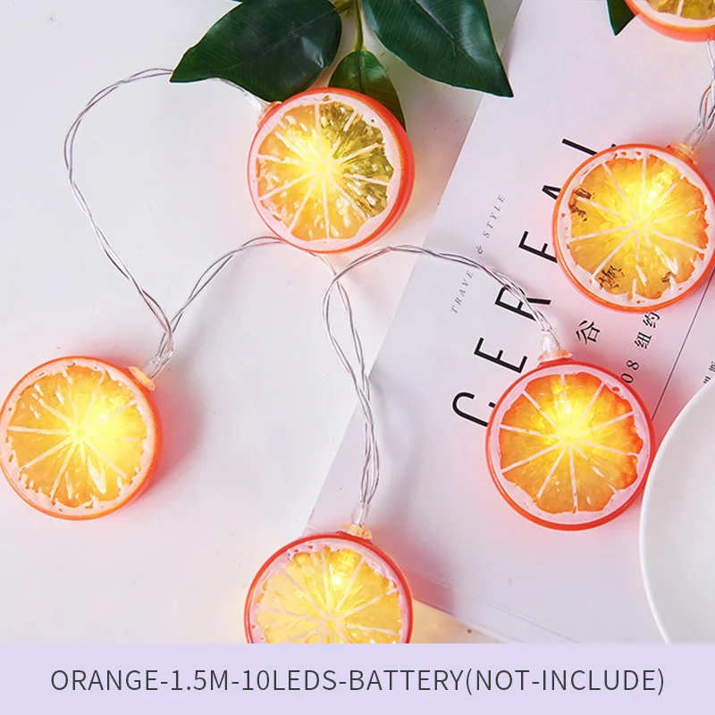 Orange YINUO свечи 1,5 м 10 светодиоды гирлянда батарея Лимон Апельсин Фея световая завеса Рождественская гирлянда украшения для дома и свадьбы - Испускаемый цвет: Orange
