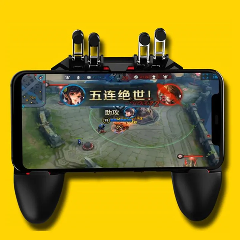 for Pubg Game Gamepad AK66 6 Fingers Joystick For Mobile Phone Shooter Trigger Fire Button Game Controller Metal Trigger