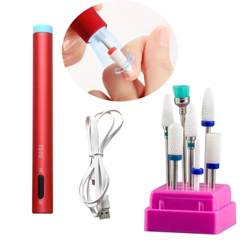 

Electric LED Nail Drill Pen Mini Manicure Machine Bit Set Diamond Milling Cutter Removing Gel Varnish Nail Sanding Bands Tools