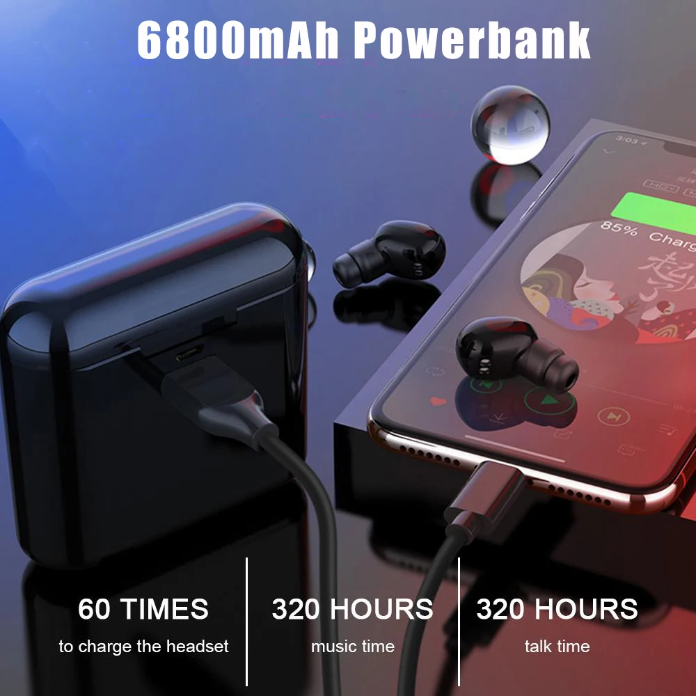 6800 мАч Powerbank беспроводные наушники Bluetooth 5,0 наушники Noice отмена мини-стереонаушники PK Q32 TWS для телефона Xiaomi