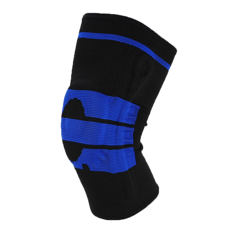 Силиконовый пружинный наколенник Поддержка Баскетбол Бег Танец колено протектор ткачество компрессионный бандаж рукав для спорта - Цвет: Черный