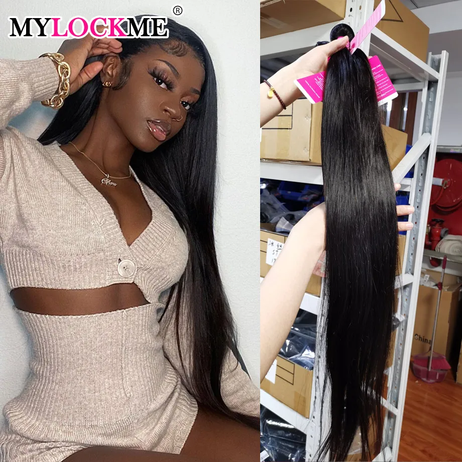 Straight Human Hair Bundles Remy Hair Straight Bundles Weaves Doule Drawn Natural Color 100% Human