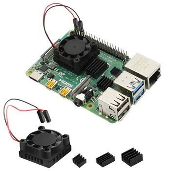 

1/2 Dual Fan Square Cooling Fan With Heatsink Cooler Kit For Raspberry Pi 4B ( 4 Model B )