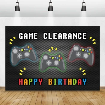 

Laeacco Happy Birthday Photocall Game Clearance Console Photography Backdrops Photo Background Baby Newborn Photozone Photophone