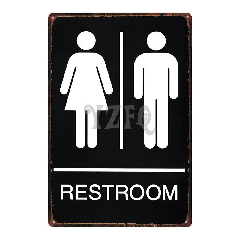 DU-3309 Notice Sign Restroom Poster Plaque Metal Vintage Exit Advertising Wall Poster Bar Shop Art Home Decor Cuadros DU-3300A - Color: DU-3309