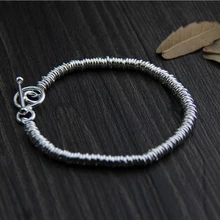 925 пробы, серебряные ювелирные изделия ручной работы, дизайн, этнический стиль, круги, простые браслеты, браслеты для женщин и мужчин, модные ювелирные изделия