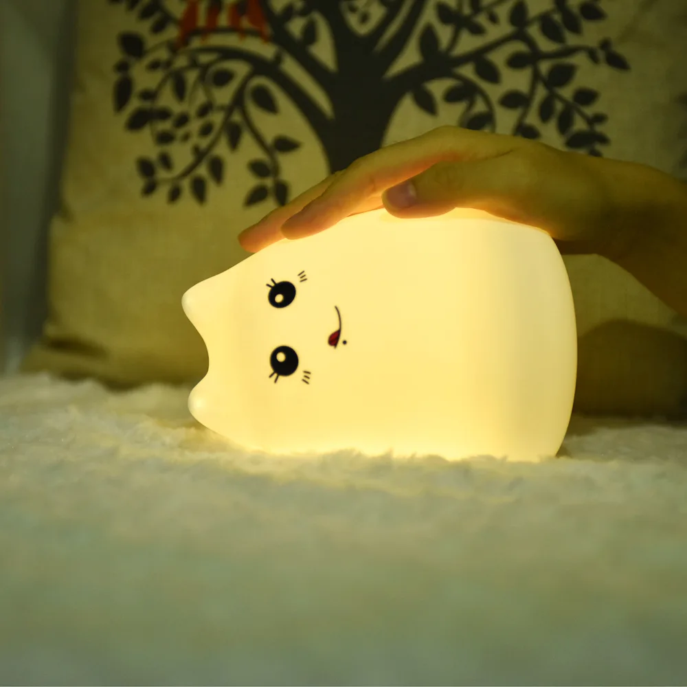 

7 Colors Night Light Silicone Touch Sensor LED Light USB LED Night Lamp Atmosphere Light Patting Decompression Cat LED Light