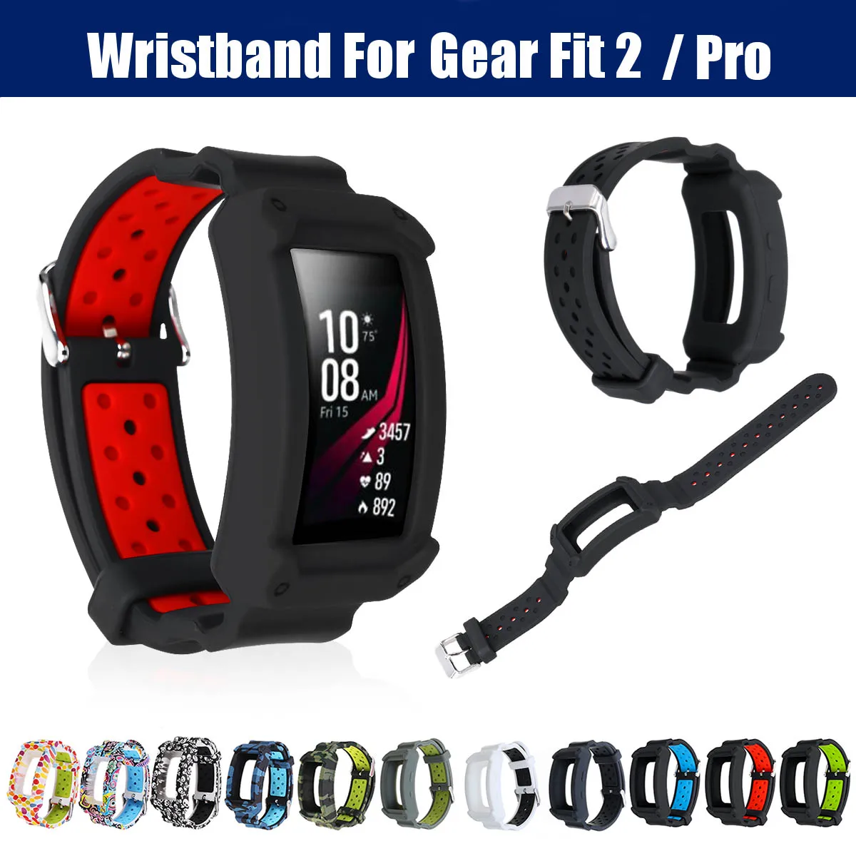 

Adjustable Smart Watch Wrist Watch Bands Belt Protective Frame Strap for Samsung Gear Fit2/Gear Fit 2 Pro Sport