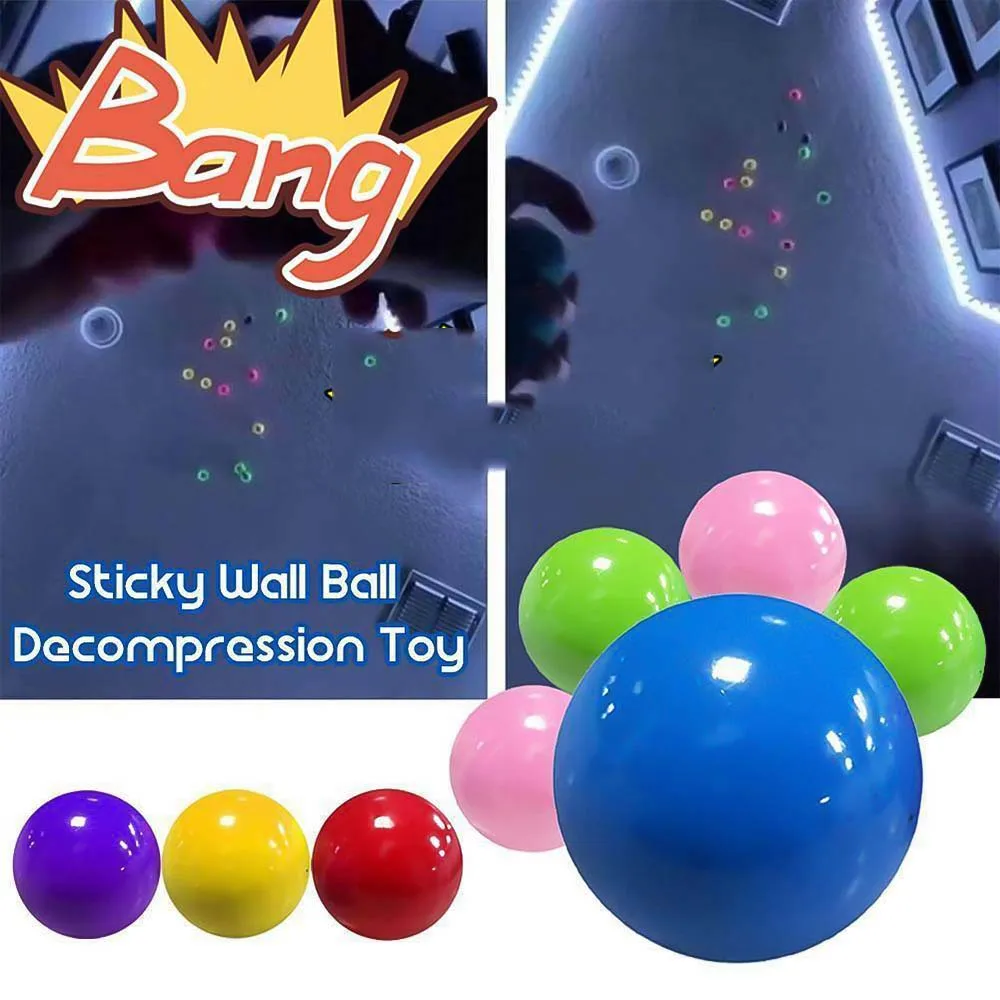 

4PCS Stress Sticky Squash Balls Reliever Toy glow in the dark balls for Children игѬђки Indoor Game luminous effect Toys 2021