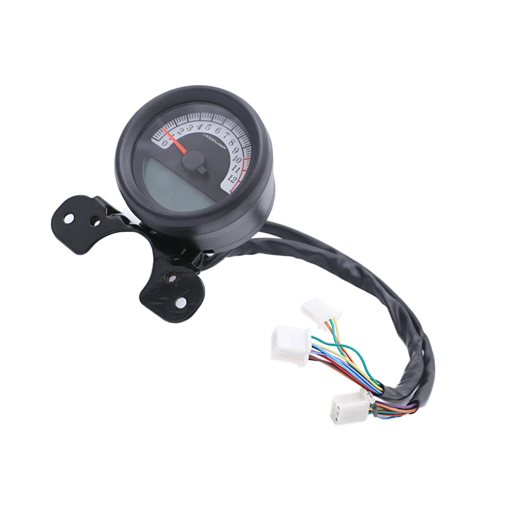 New LCD Digital Speedometer Tachometer Odometer for Motorcycle Scooter ATV - Black