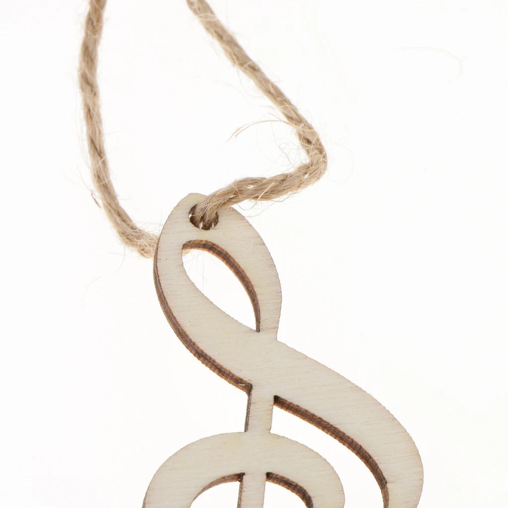 24PCS DIY Crafts Blank Wooden Embellishments Music Note Cutouts for Christmas Tree Party Home Decorations
