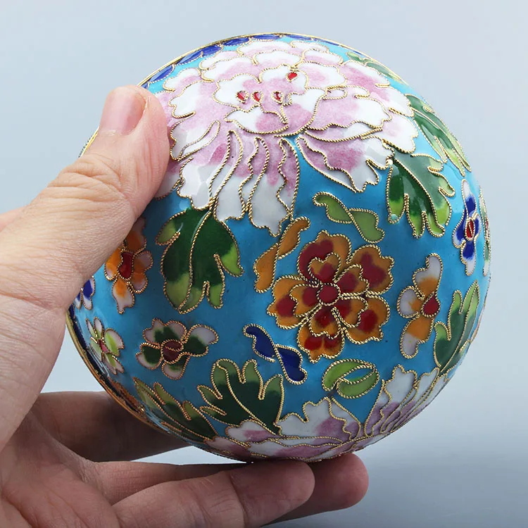 Китайский стиль Пекин Аутентичные cloisonne украшения в форме яблок коробка медные шины шелковая эмаль подарок Размер 4 дюймов