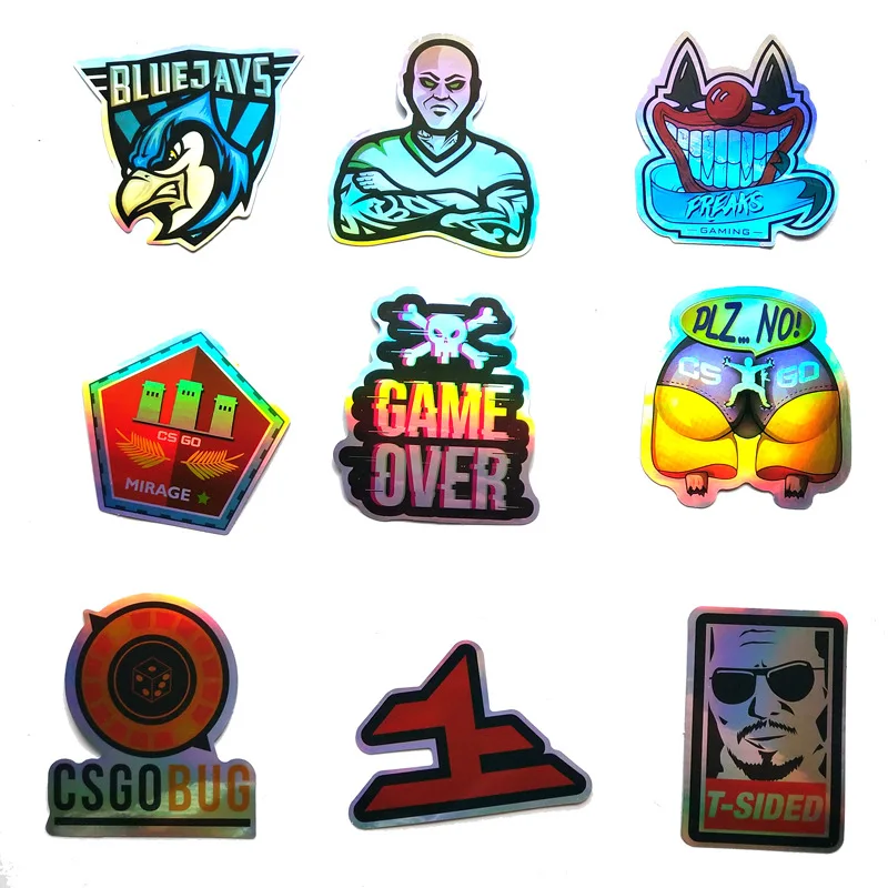 50 шт. CS GO игра крутые лазерные наклейки для мальчиков ноутбук забавные граффити наклейки смешанные Ретро водонепроницаемые Pegatinas детские игрушечные наклейки