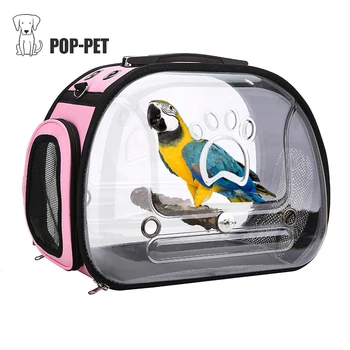 

Pet Bird Outdoor Carrier Bag Small Dog Cat Breathable Handbag Parrot Canary Transport Bags Pet Multi-functional Bag With Perch