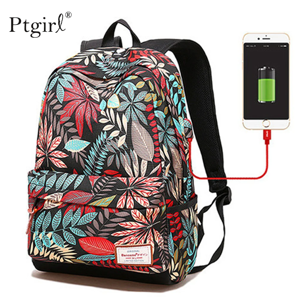 Популярный женский рюкзак для ноутбука с USB зарядкой школьный ранец девочек