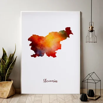 

Slovenia map watercolor Map Modern City Canvas Art Print Wall Pictures for Living Room No Frame