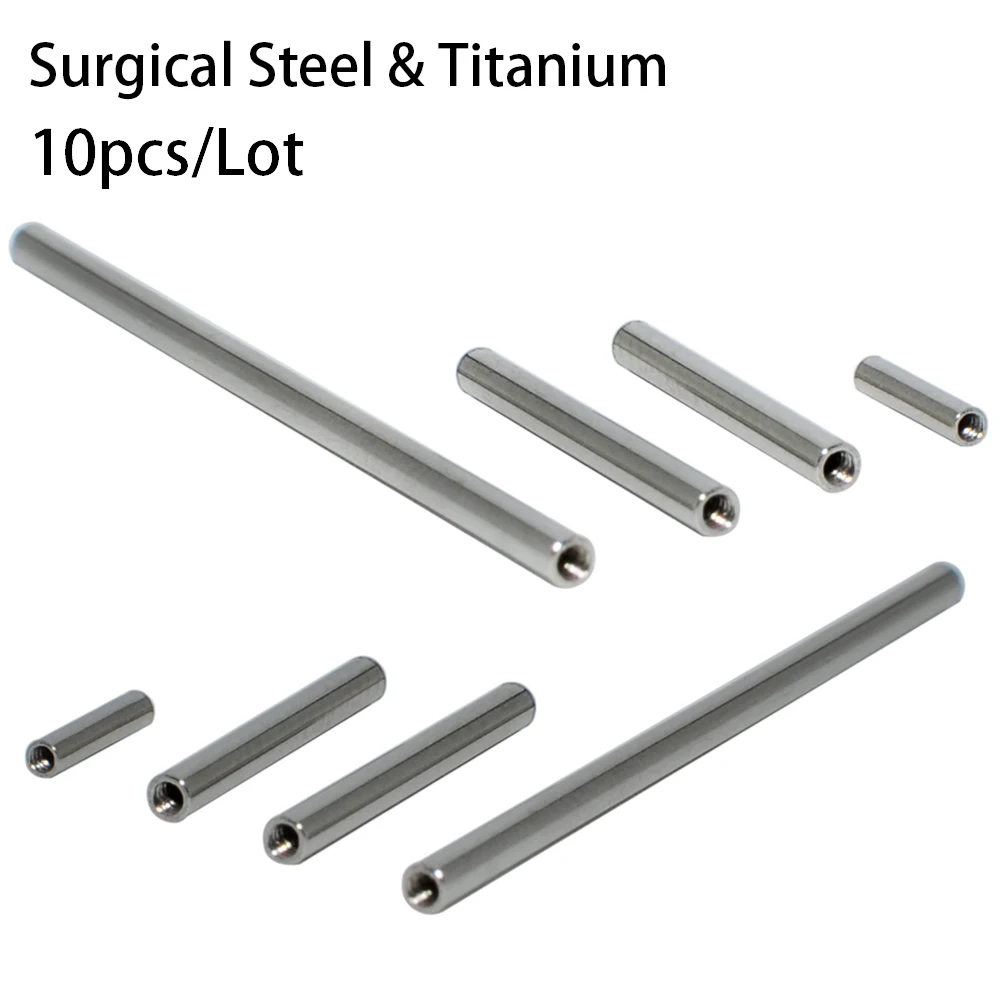 10pcslotTitaniumSteelInternallyThreadedStraightBarbellShaft
