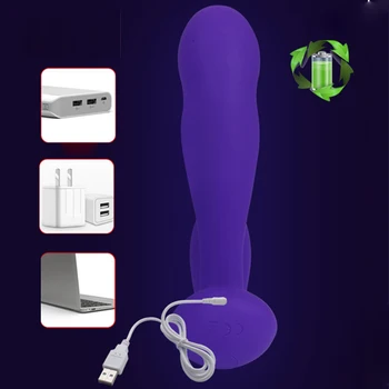 Anal Pleasure Vibrating Prostate Stimulator with Rolling Ball Finger Vibrator Sex Tool for Couple Anal Massager Sex Toy for Two 5