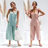 Summer Women Sleeveless Rompers Loose Jumpsuit O Neck Casual Backless Overalls Trousers Wide Leg Pants 4 Color S-XL ► Photo 1/6