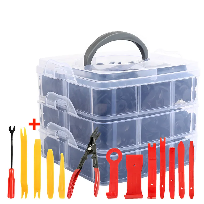 Online Auto Fastener Clip with Hand Tools Door Trim Panel Auto Bumper Rivet Retainer Push Engine Cover Clips Car Interior Accessories