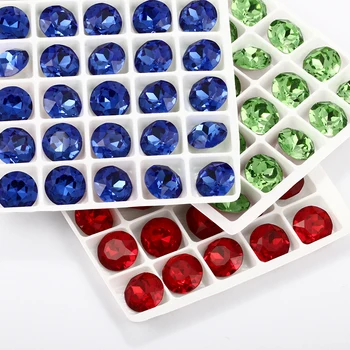 

K9 Crystal Glasses Rhinestones Pointback DIY Decoration Stones For Clothes Bags Gemstone Flower Shape Blue Stones Strass