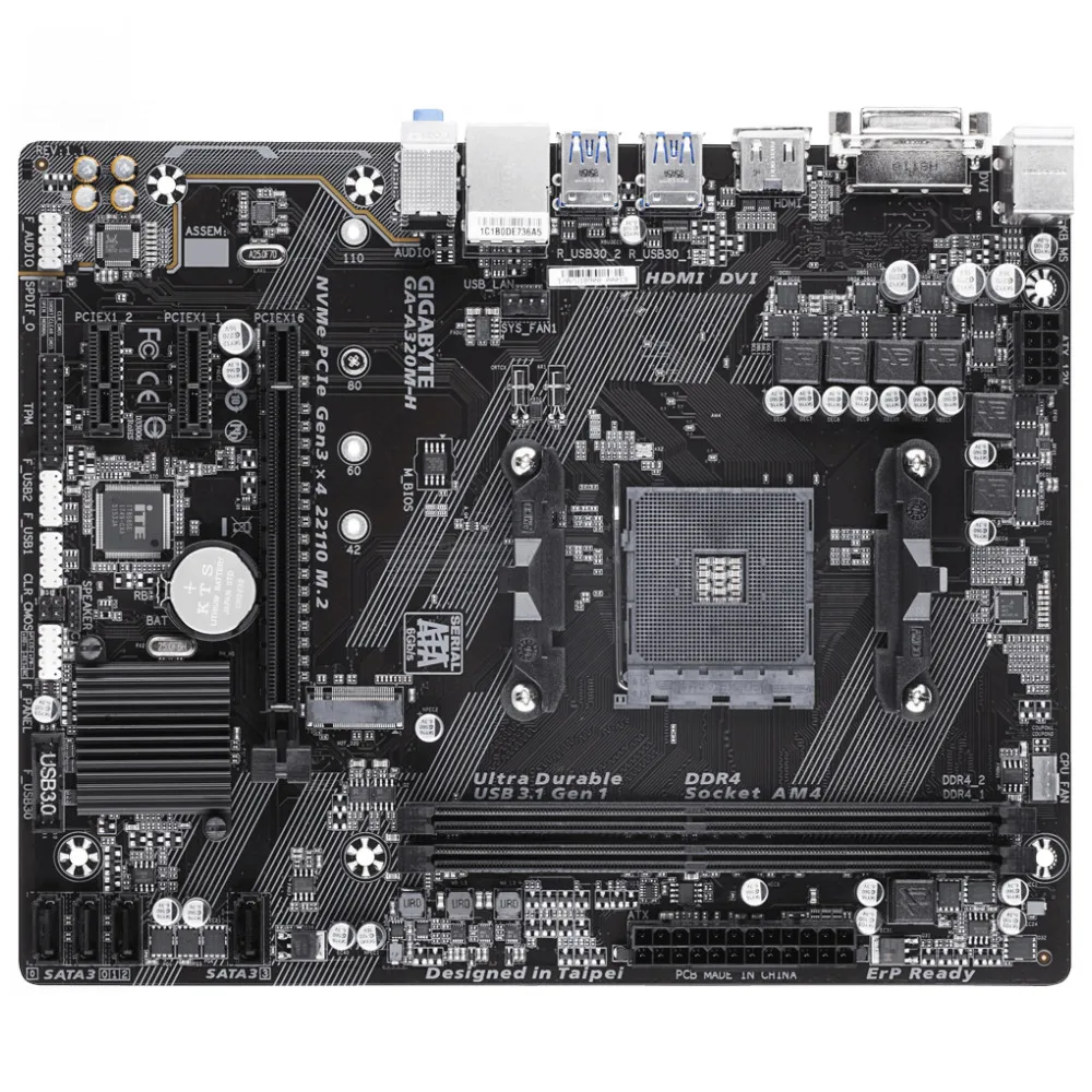 Материнская плата GIGABYTE AMD A320 SAM4 MATX GA-A320M-H V1.1