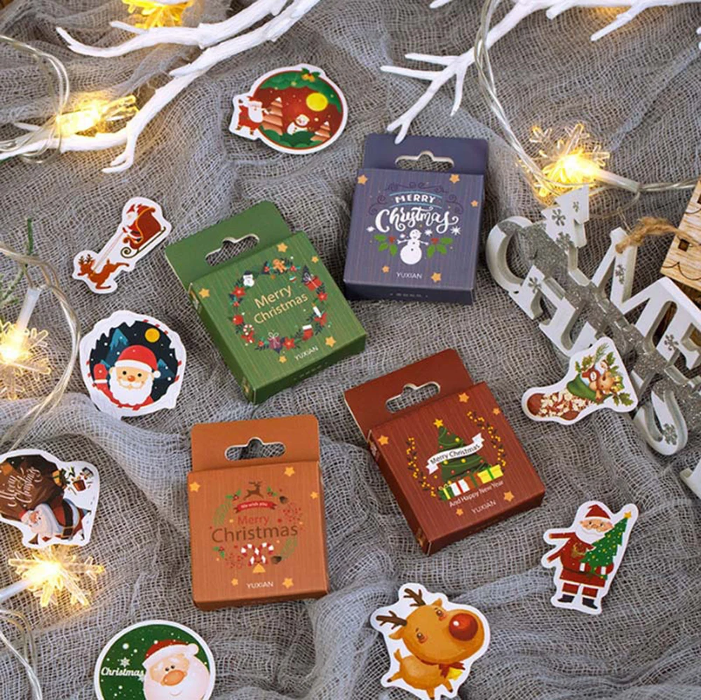 

50pcs Christmas Greeting Series Stickers Reindeer Bullet Journal Decorative Scrapbooking DIY Diary Album Stick Label Stationery