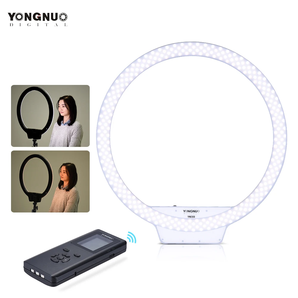 

YONGNUO YN308 3200K~5500K Bi-Color Wireless Remote LED Ring Video LED Light Adjustable Brightness for Portrait Live Video Selfie
